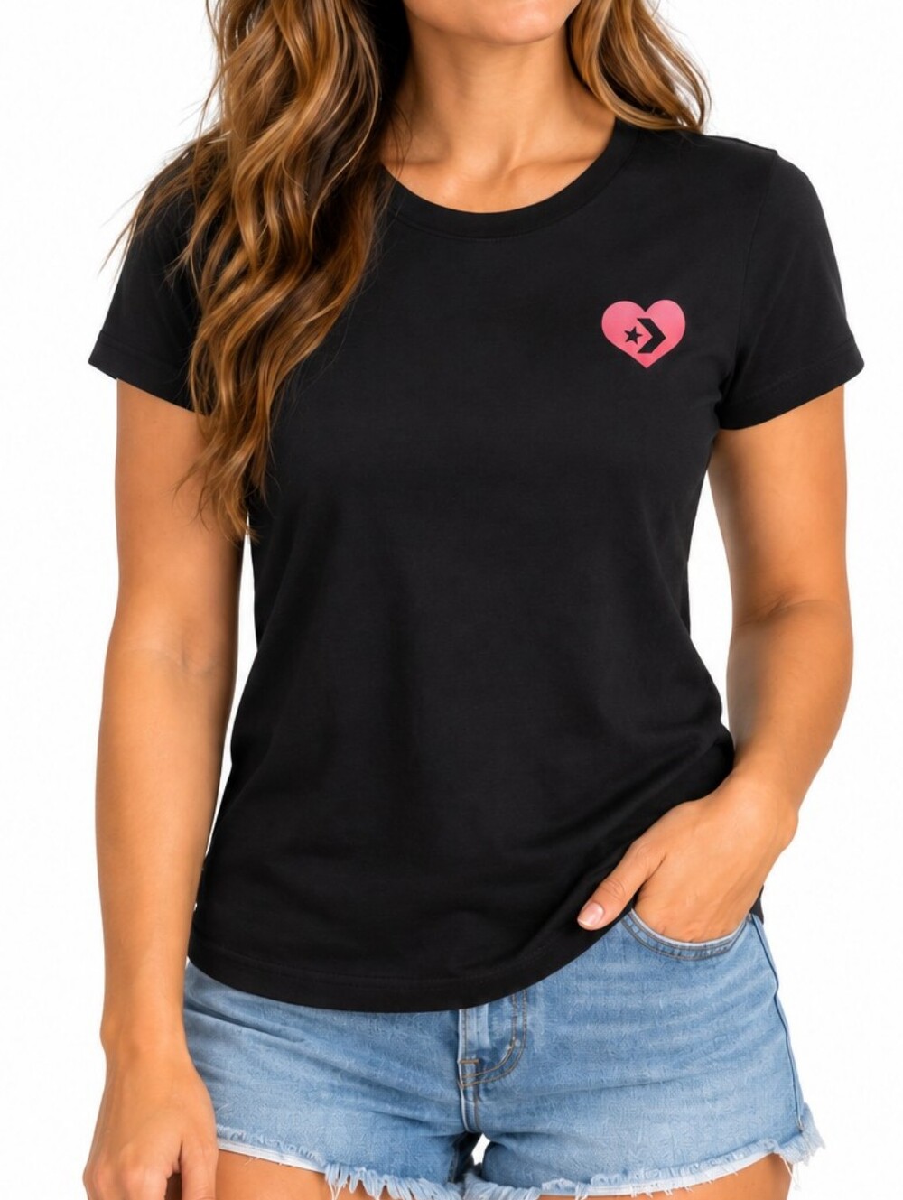 CONVERSE | Women’s Love Conquers Fear Graphic Black T-Shirt Size Small